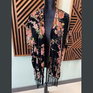 Xhilaration Velvet Burnout Fringe Open Square Shawl